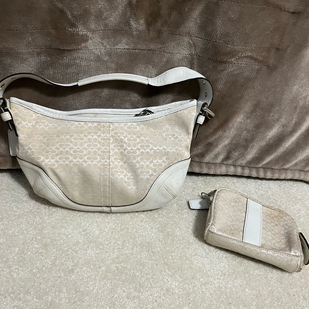 Coach hobo style hand bag and coin purse